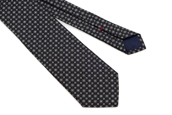 Cravatta nera in seta pura con motivo chiaro