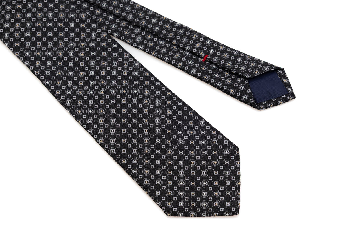 Black tie in light pattern pure silk