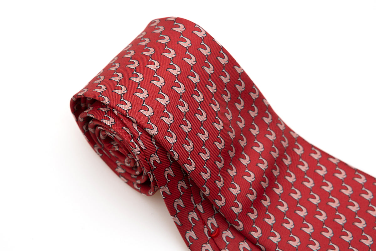 Corbata roja con sellos de seda pura