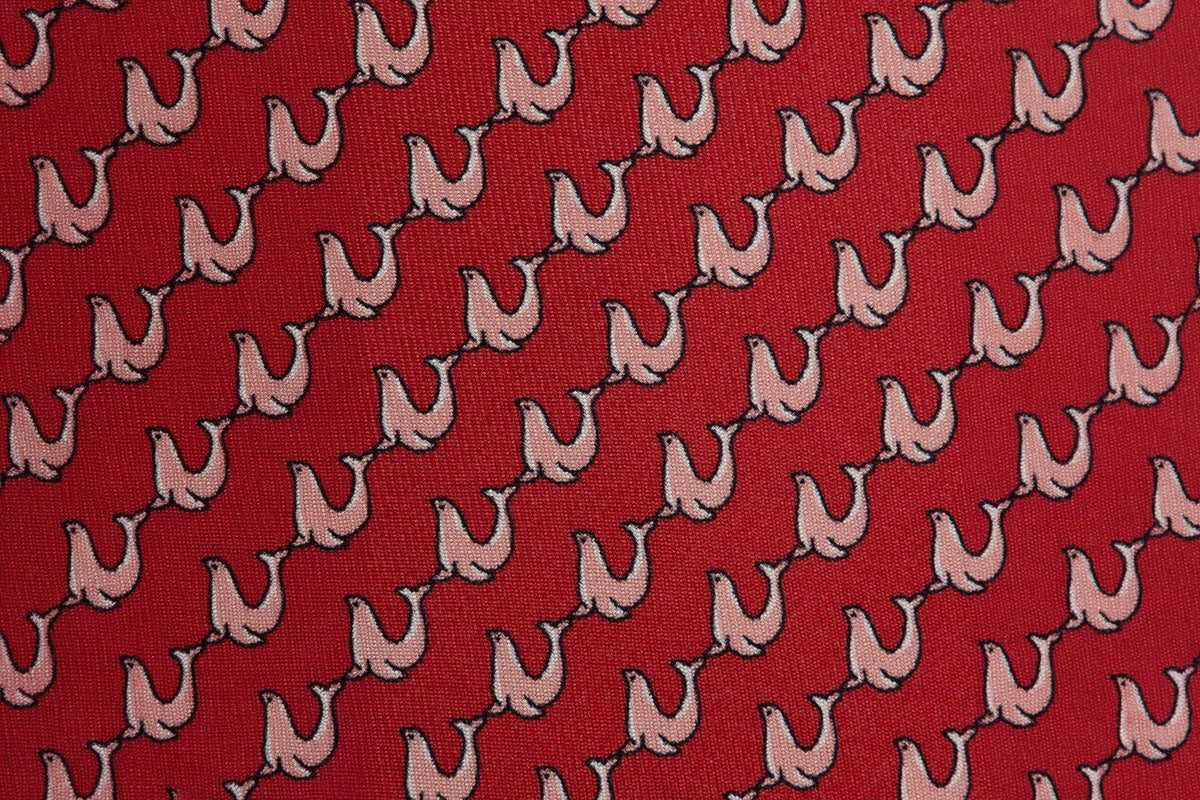 Corbata roja con sellos de seda pura