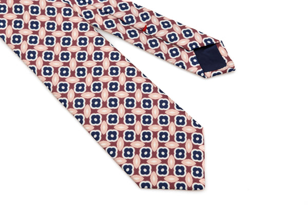 Antique pink tie in light pattern in pure silk