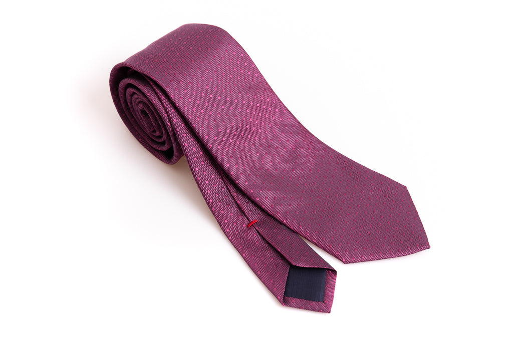 Dark pink tie with microdots in pure silk