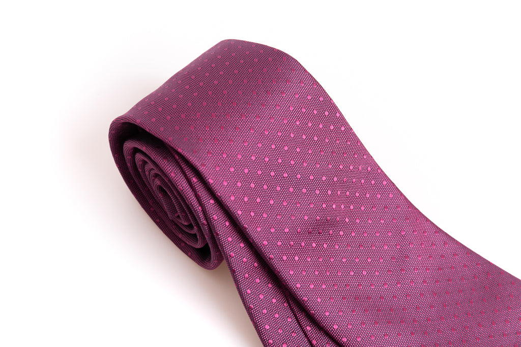 Dark pink tie with microdots in pure silk