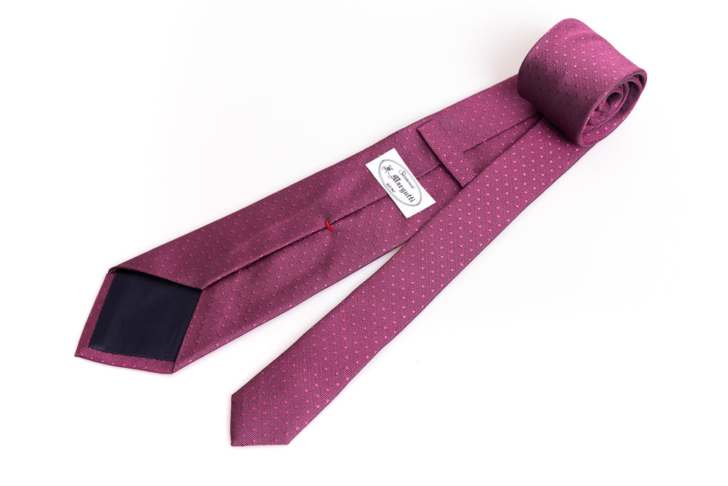 Dark pink tie with microdots in pure silk