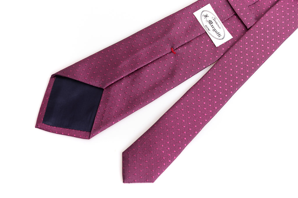 Dark pink tie with microdots in pure silk