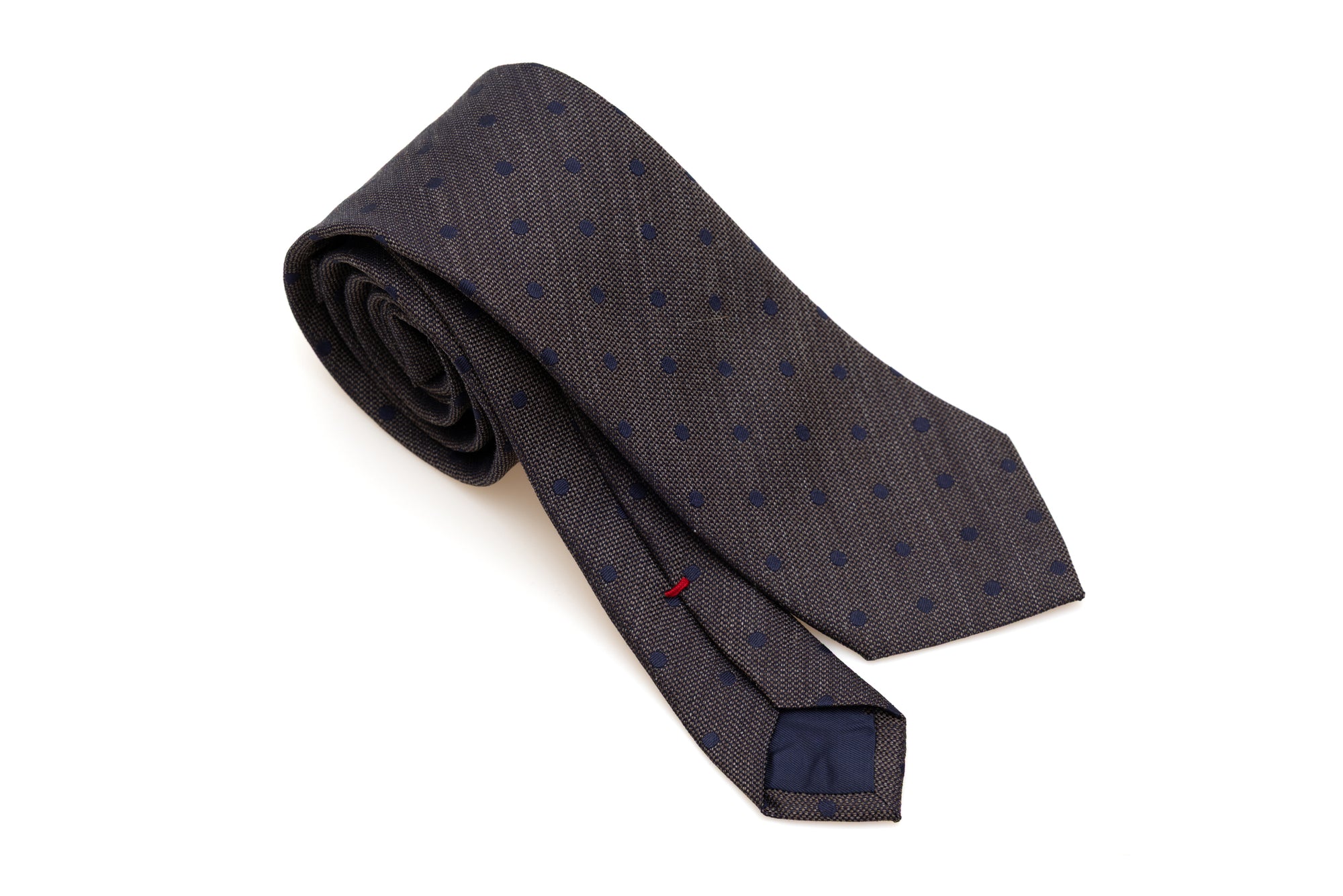 Brown and Blue Polka Dot Tie in Pure Silk