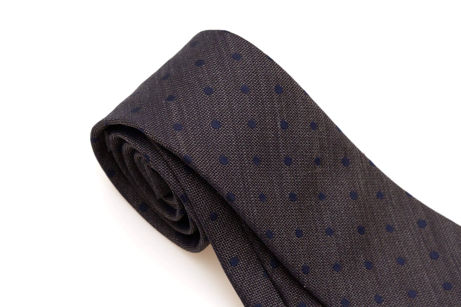 Brown and Blue Polka Dot Tie in Pure Silk