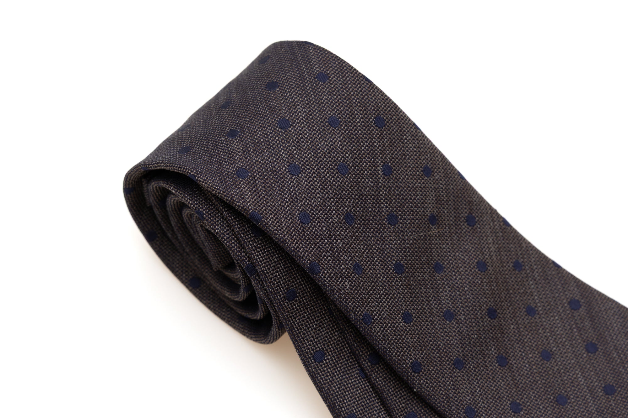 Brown and Blue Polka Dot Tie in Pure Silk