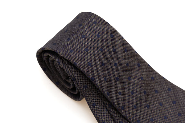 Brown and Blue Polka Dot Tie in Pure Silk