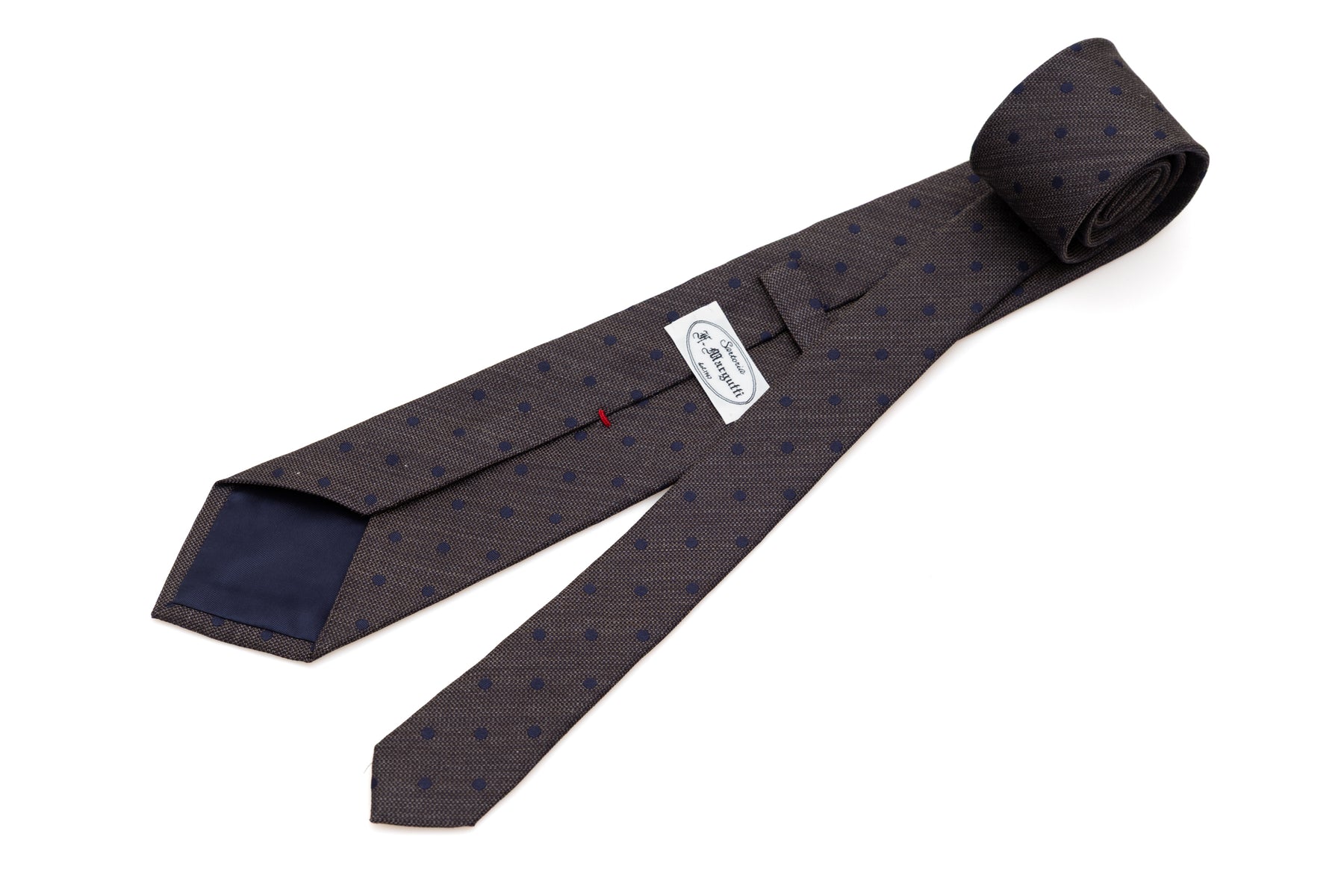 Brown and Blue Polka Dot Tie in Pure Silk