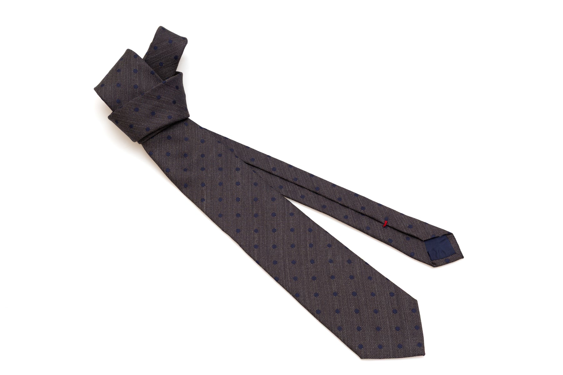 Brown and Blue Polka Dot Tie in Pure Silk