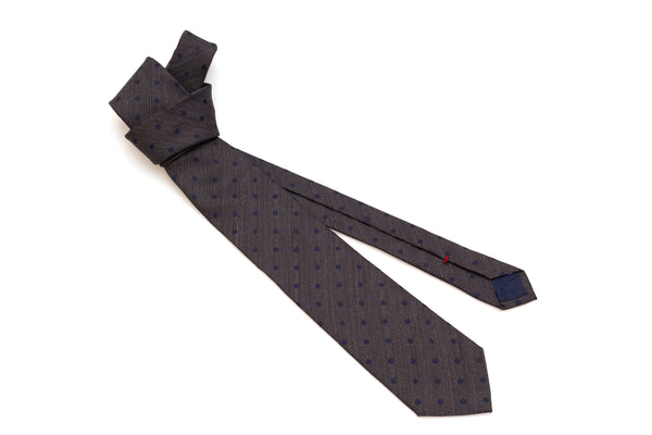 Brown and Blue Polka Dot Tie in Pure Silk