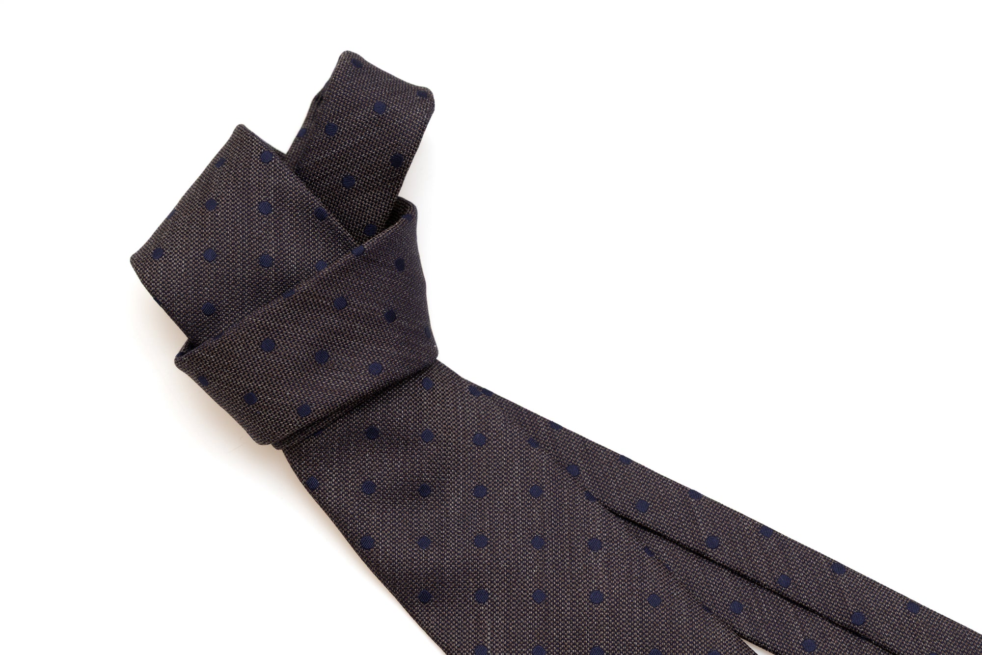 Brown and Blue Polka Dot Tie in Pure Silk