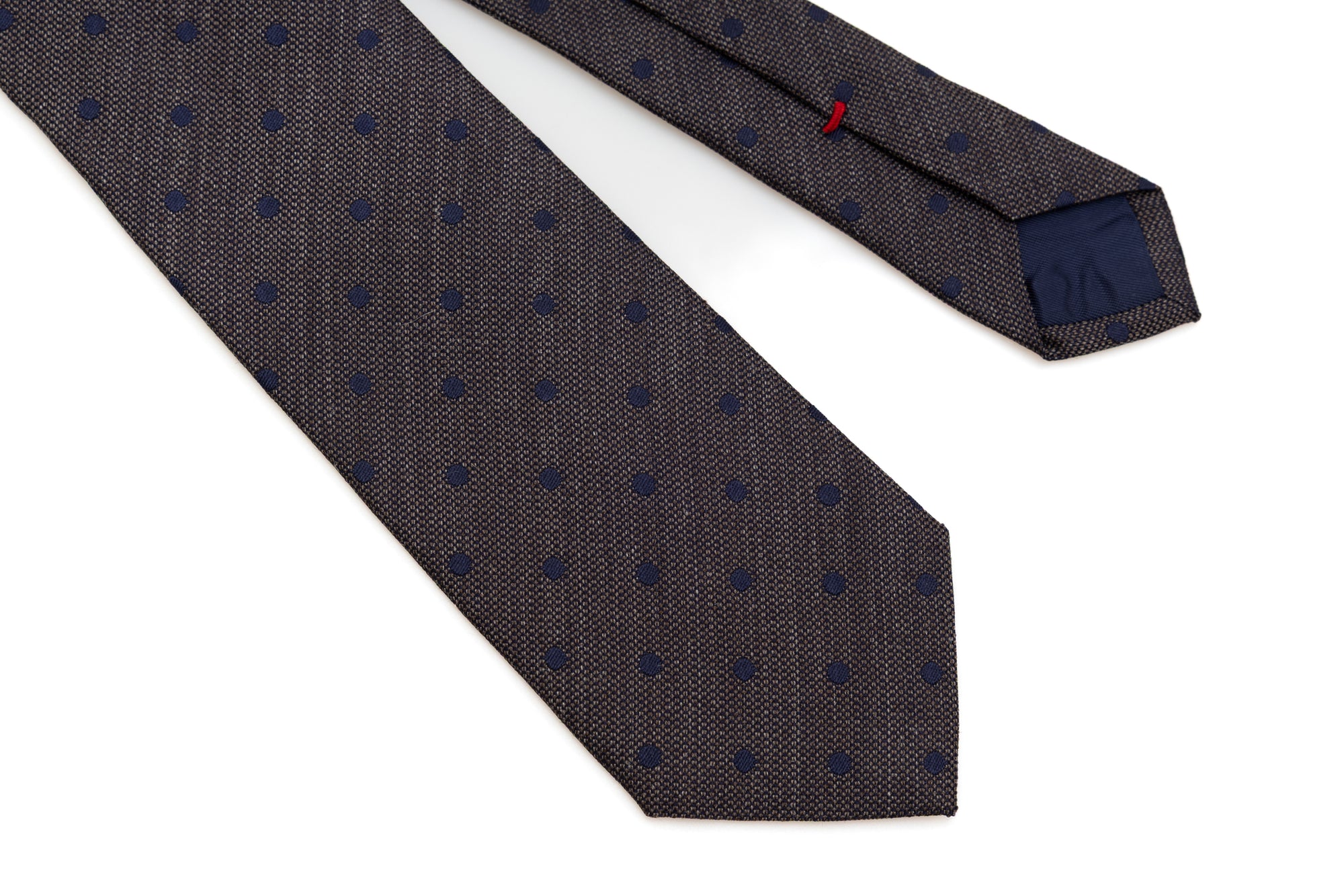 Brown and Blue Polka Dot Tie in Pure Silk