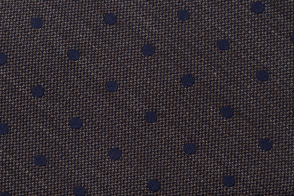 Brown and Blue Polka Dot Tie in Pure Silk