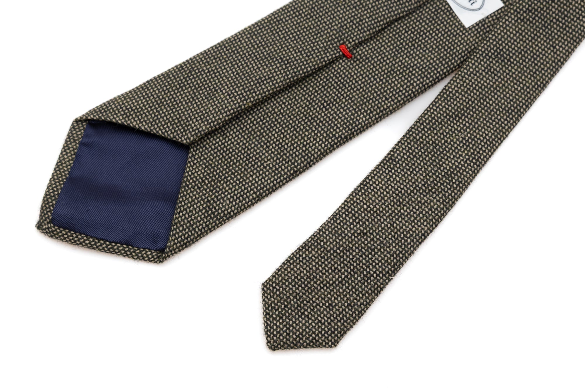 Tie with embroidered micro pattern pure wool