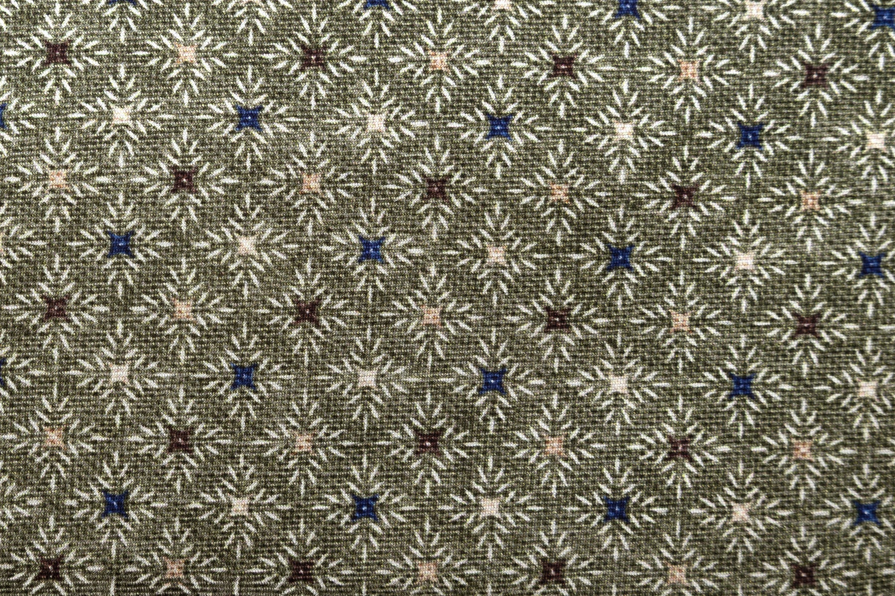 Olive green tie with geometric pattern pure silk