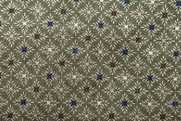 Olive green tie with geometric pattern pure silk