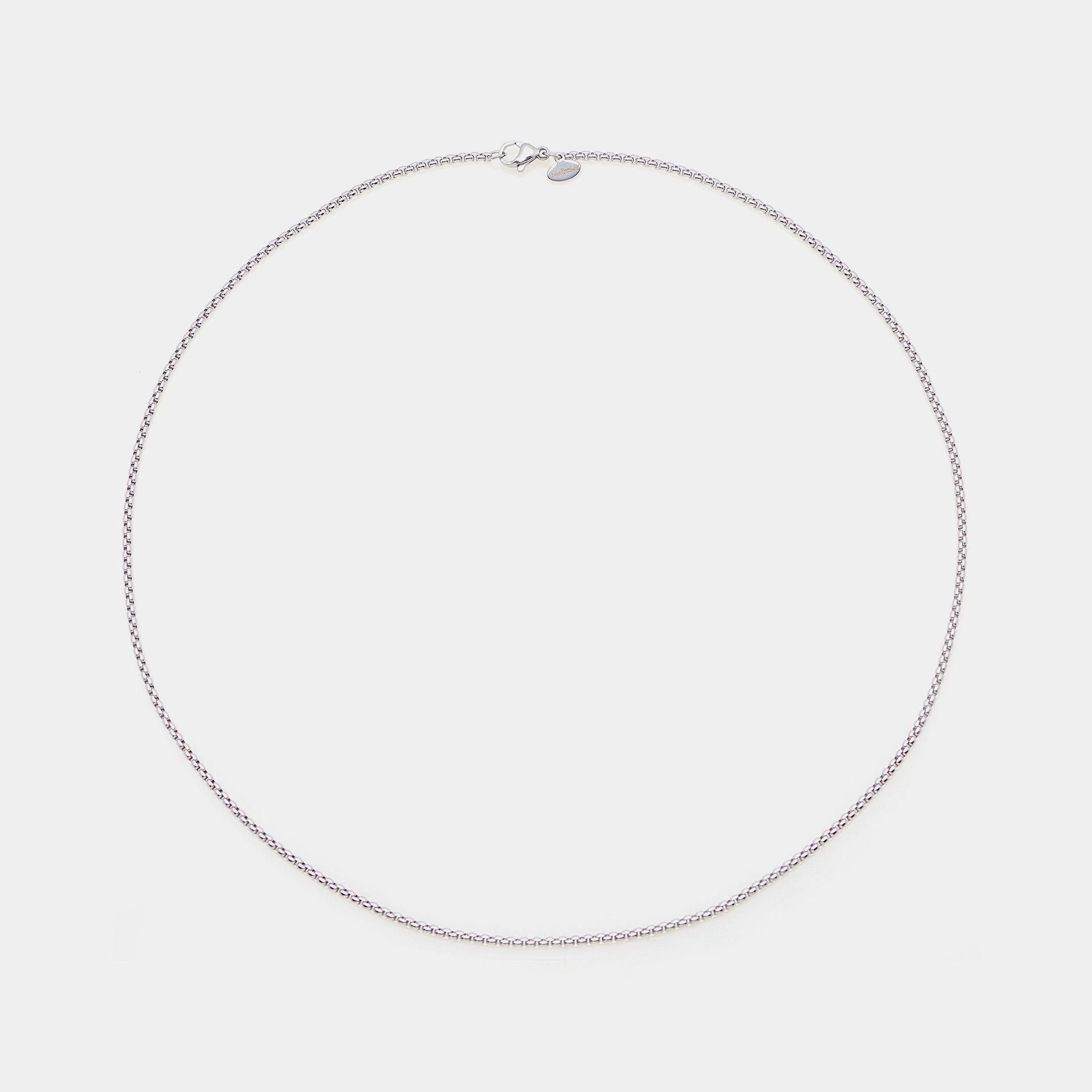 Rounded Venetian link steel chain fine section 2 mm short length 45 cm