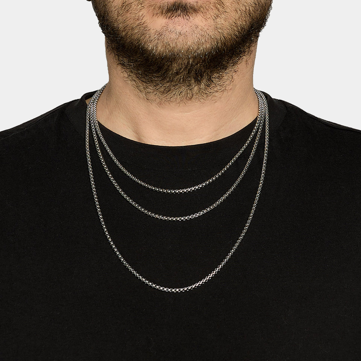 Rounded Venetian link steel chain medium section 3 mm average length 50 cm