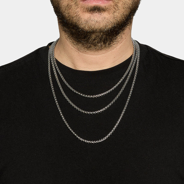 Rounded Venetian link steel chain medium section 3 mm long length 60 cm