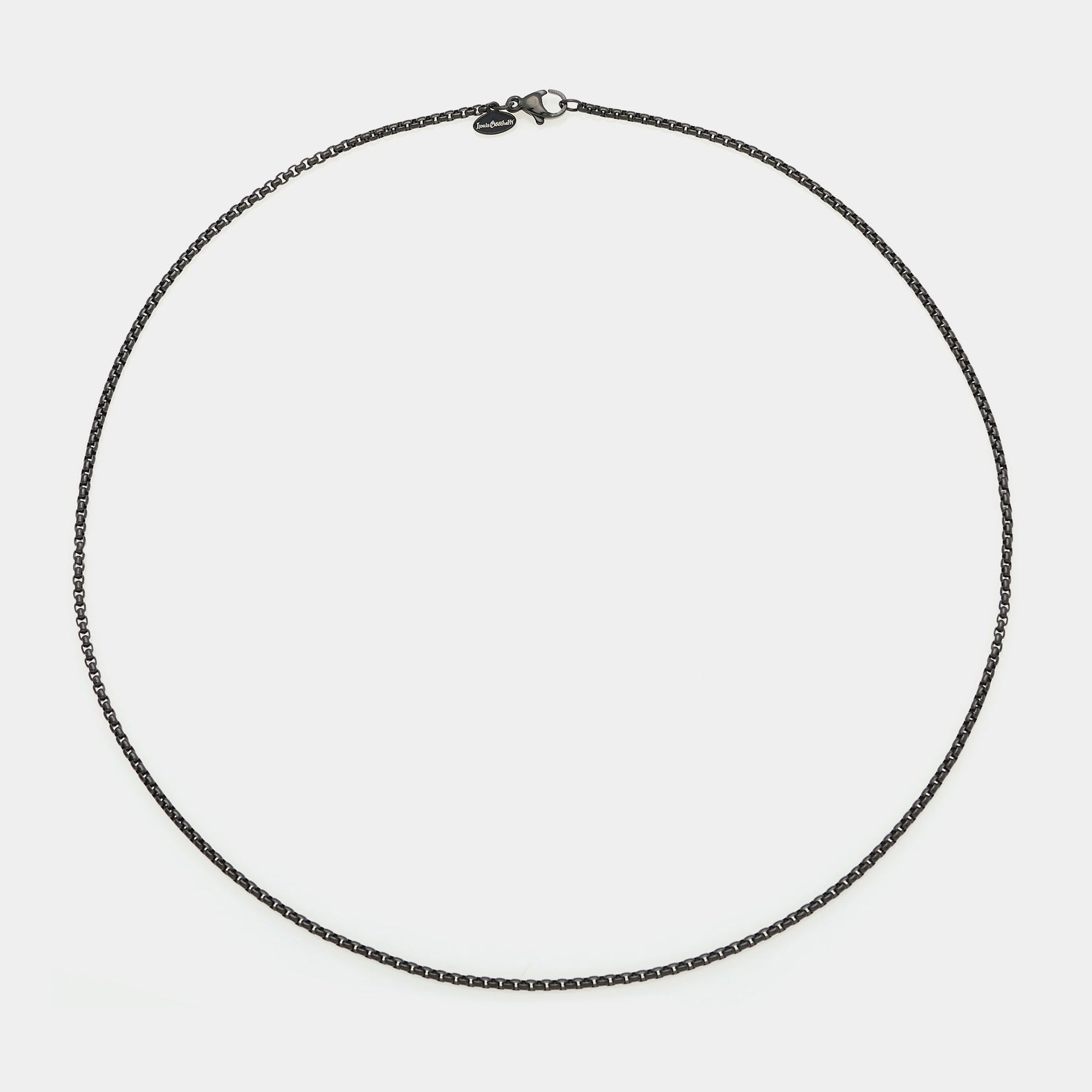 Brushed steel chain with rounded Venetian links, fine section 2 mm, short length 45 cm