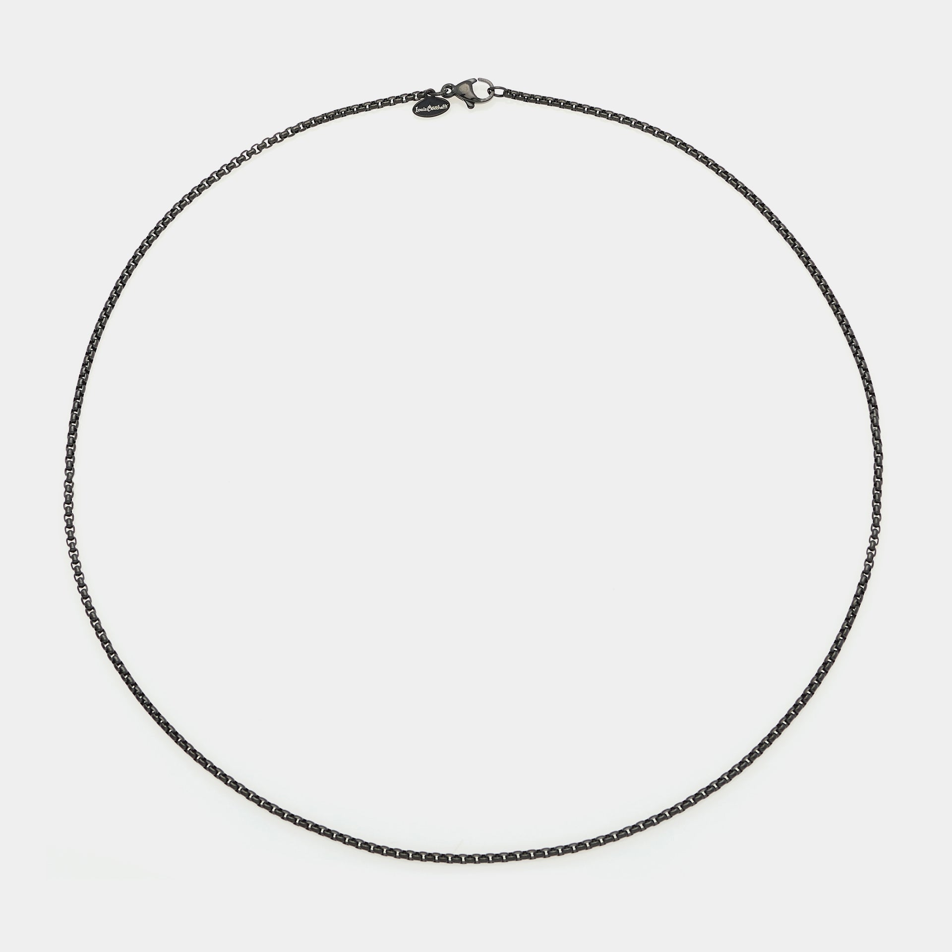 Brushed steel chain with rounded Venetian links, fine section 2 mm, short length 45 cm