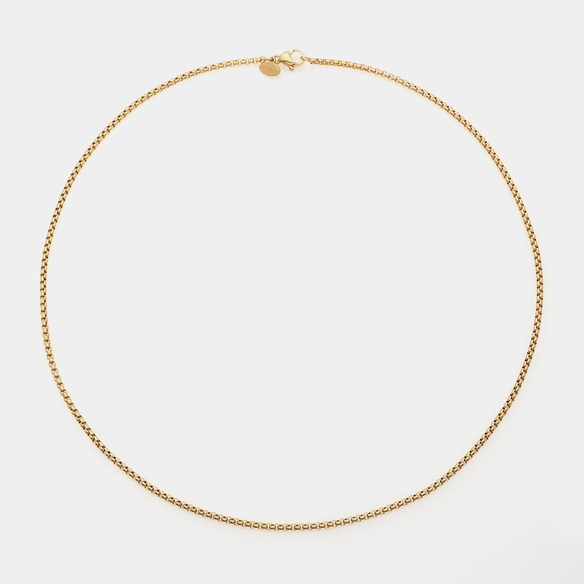 Gold-plated steel chain with rounded Venetian links, fine section 2 mm, short length 45 cm