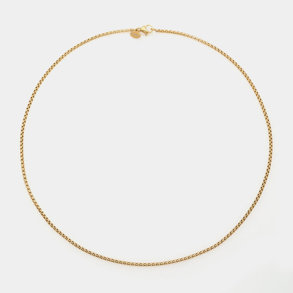 Catena acciaio dorata maglia veneta stondata sezione fina 2 mm lunghezza corta 45 cm