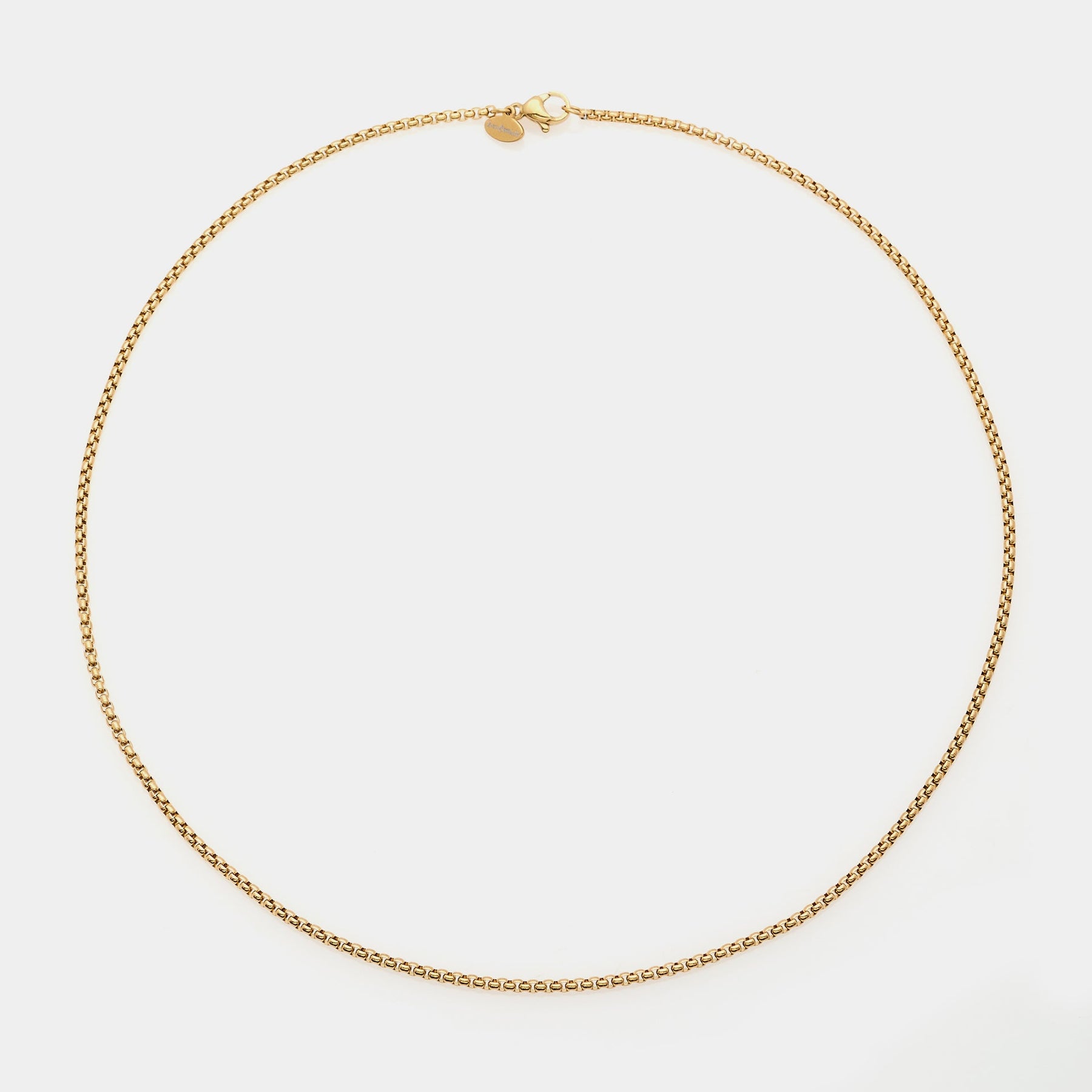 Gold-plated steel chain with rounded Venetian links, fine section 2 mm, short length 45 cm