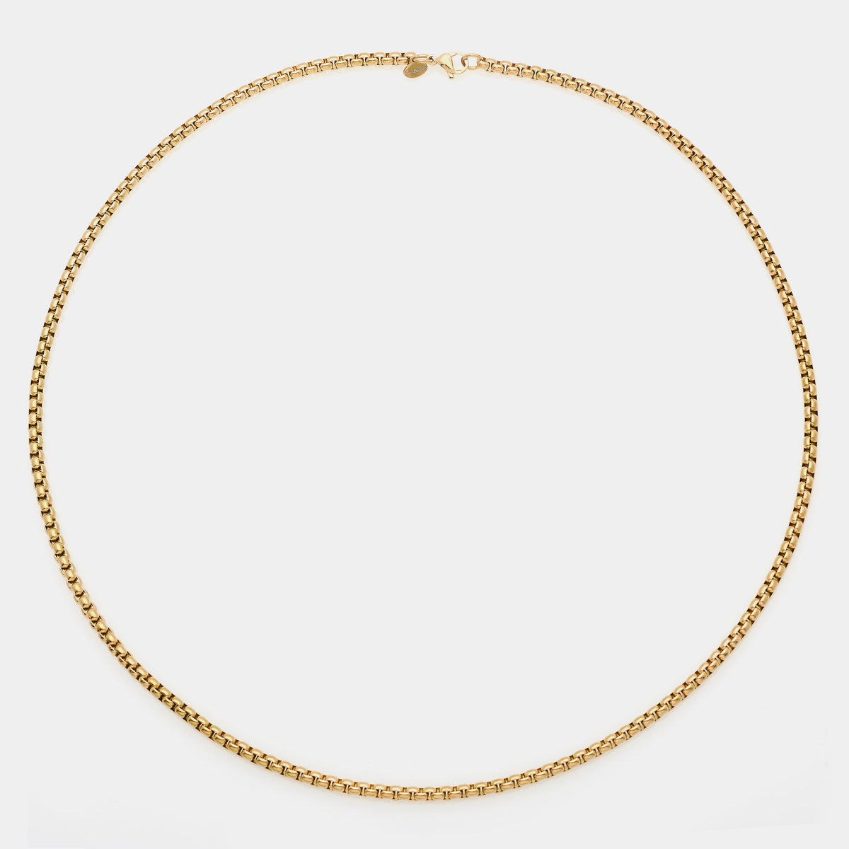 Gold-plated steel chain with rounded Venetian links, wide section 4 mm, average length 60 cm