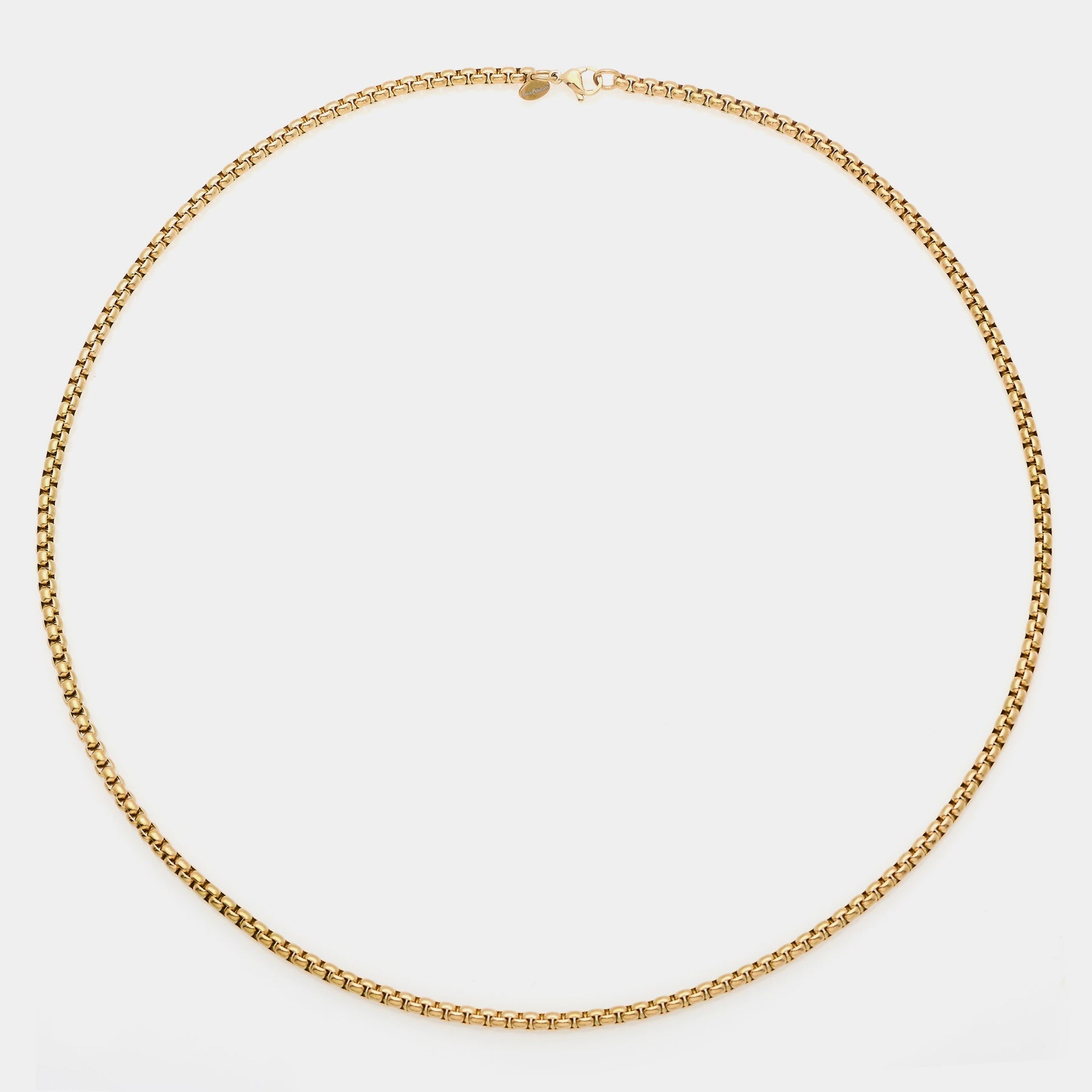 Catena acciaio dorata maglia veneta stondata sezione larga 4 mm lunghezza media 60 cm