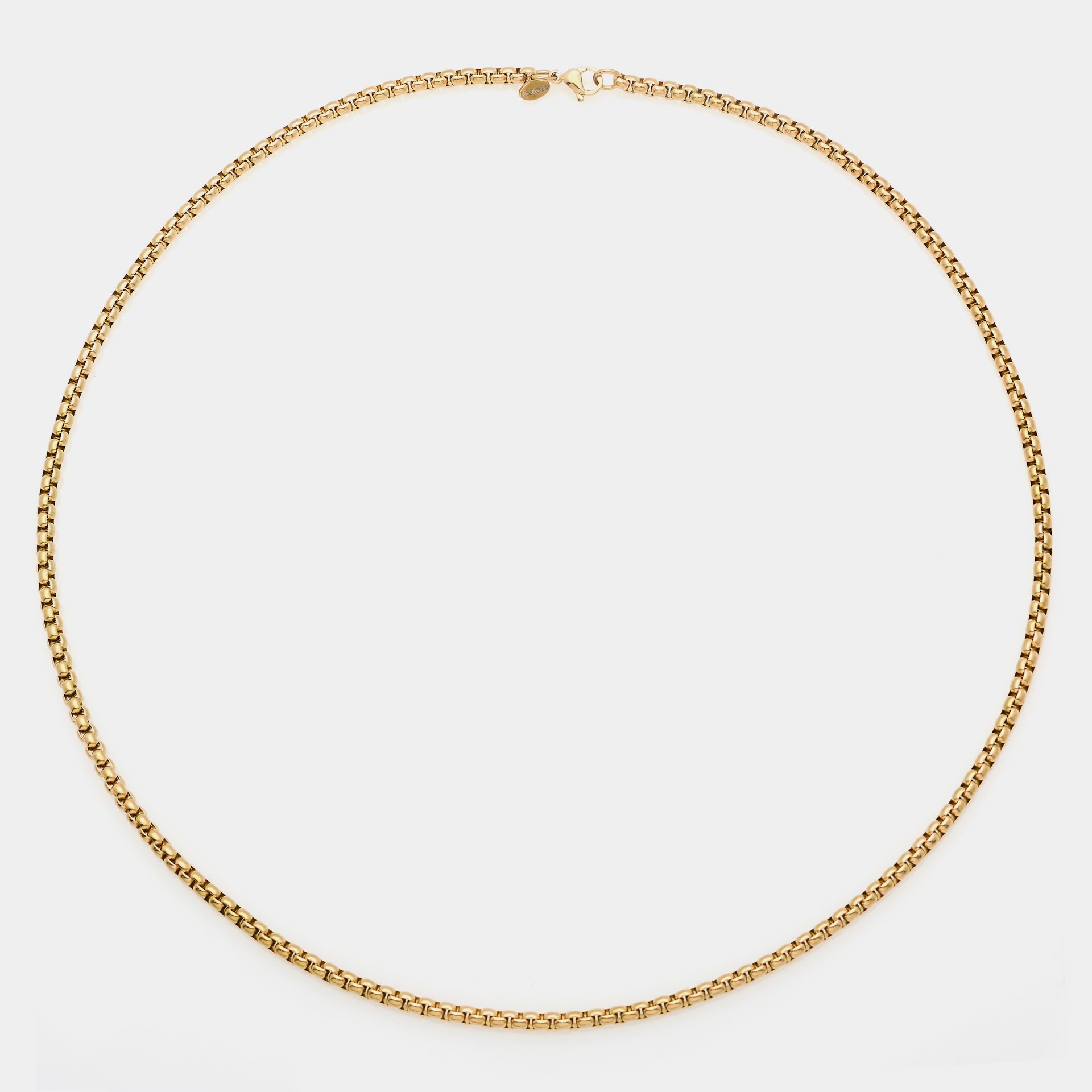 Catena acciaio dorata maglia veneta stondata sezione larga 4 mm lunghezza media 60 cm