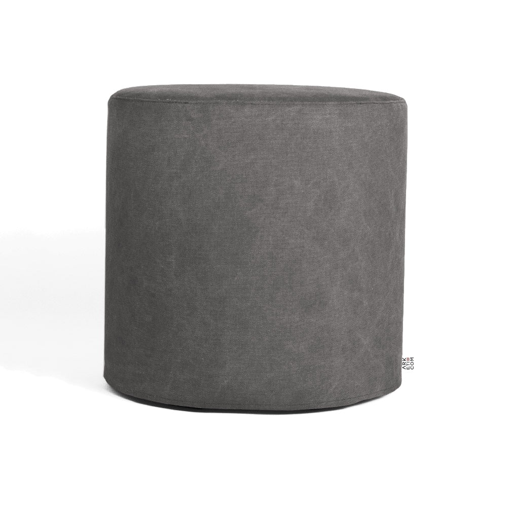 CYLINDER 55, Pouf Poggiapiedi Rotondo in Cotone con Piedini 55x h 42, Grigio-Topo,  Arketicom