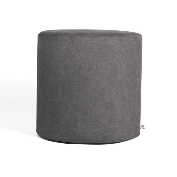 CYLINDER 55, Pouf Poggiapiedi Rotondo in Cotone con Piedini 55x h 42, Grigio-Topo,  Arketicom
