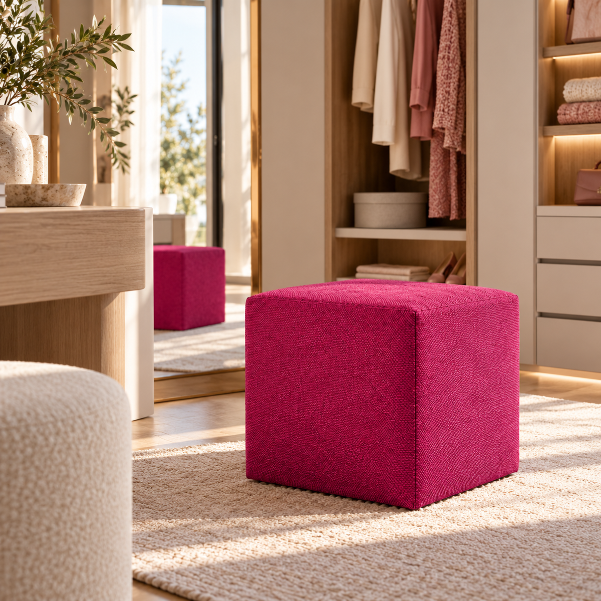 DADO TEX 42, Katoenen Voetensteun Pouf met Rits 42x42 h42