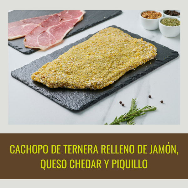 2 Beef Cachopos filled with Iberian ham, cheddar, and piquillo
