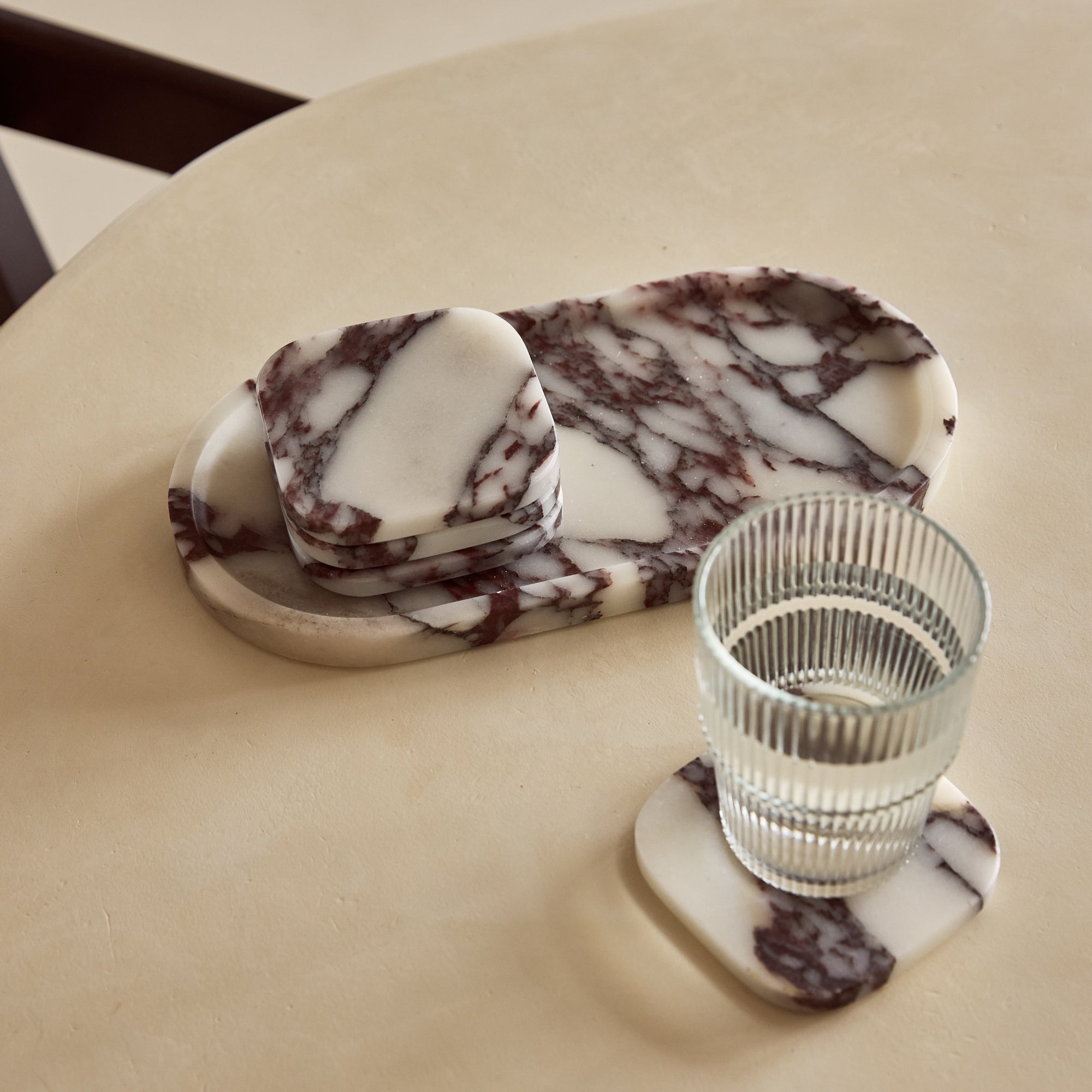 Marble tray oval 30x15cm Calacatta