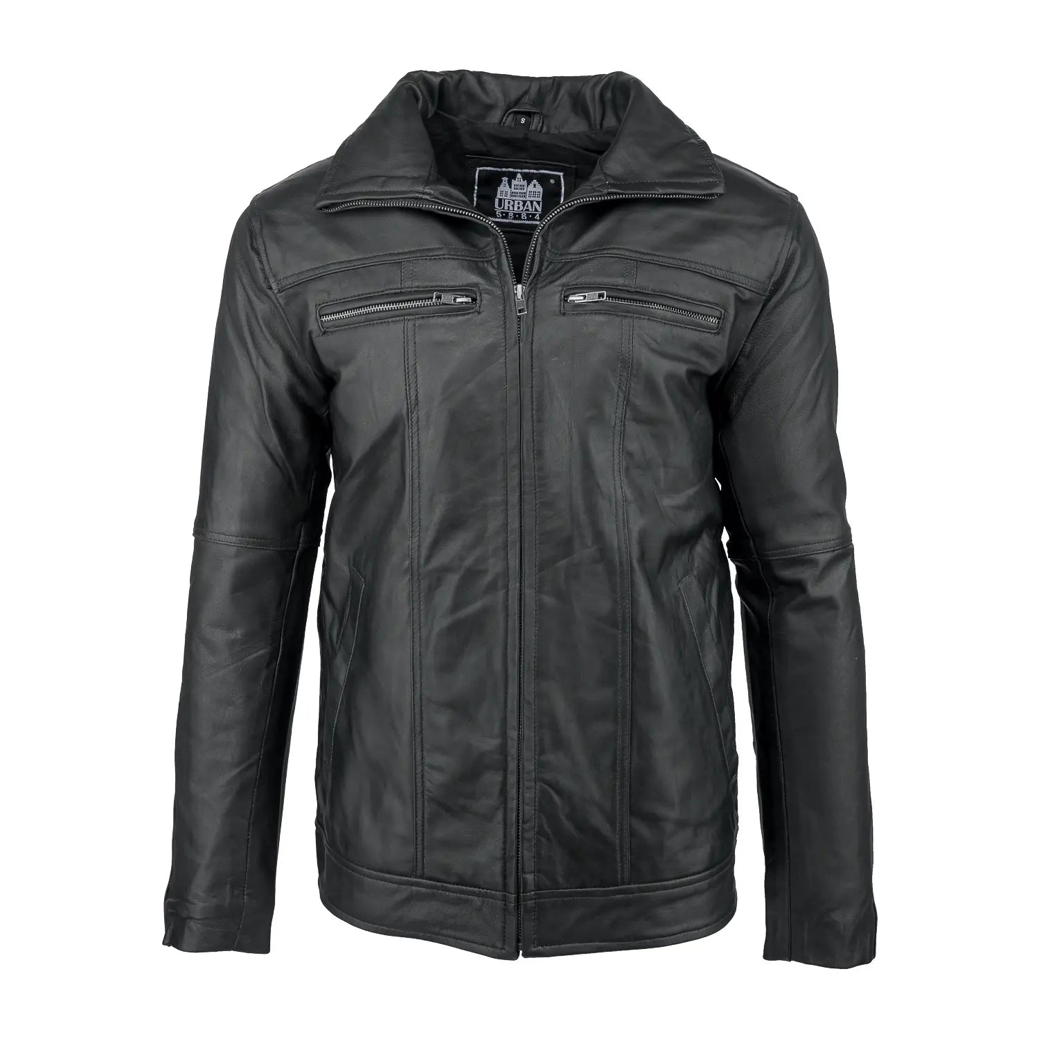 Giacca in pelle nera da uomo Calvin