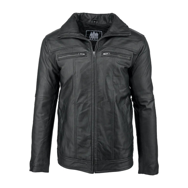 Giacca in pelle nera da uomo Calvin