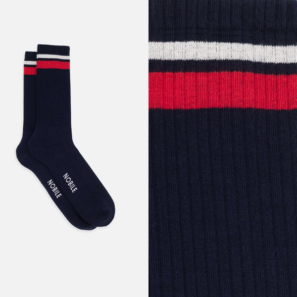 Mixed Colors - Box of 6 Sports Socks in Organic Cotton with Stripes