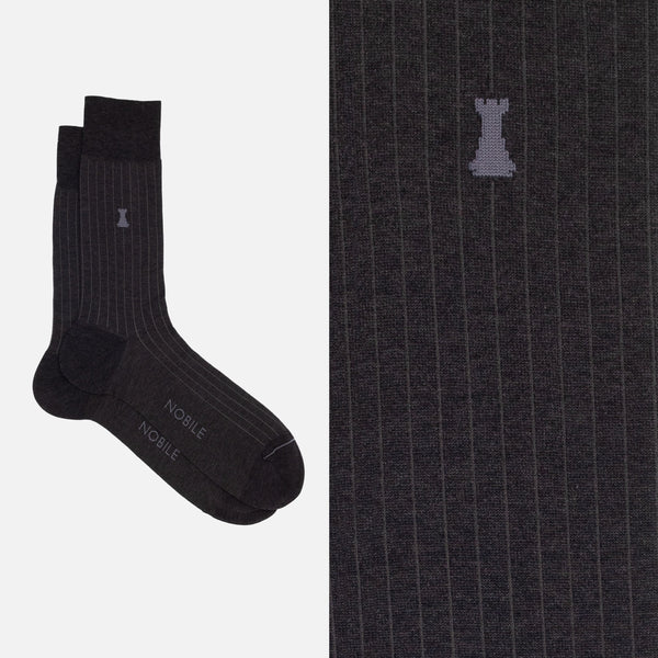 Michelangelo - Short Mélange Socks with Fine Ribbing