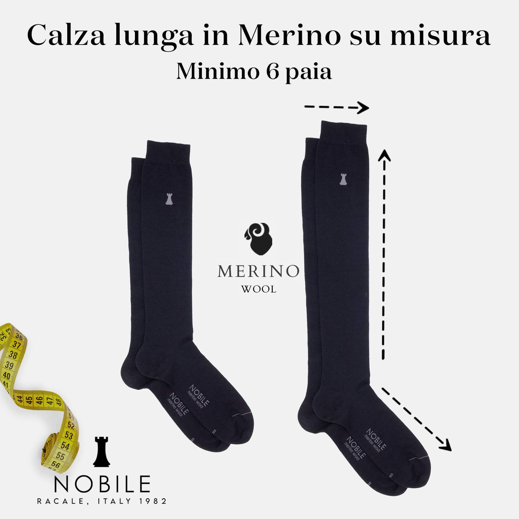 Taglia su misura in Merino - Calza lunga (da 6 paia in su)