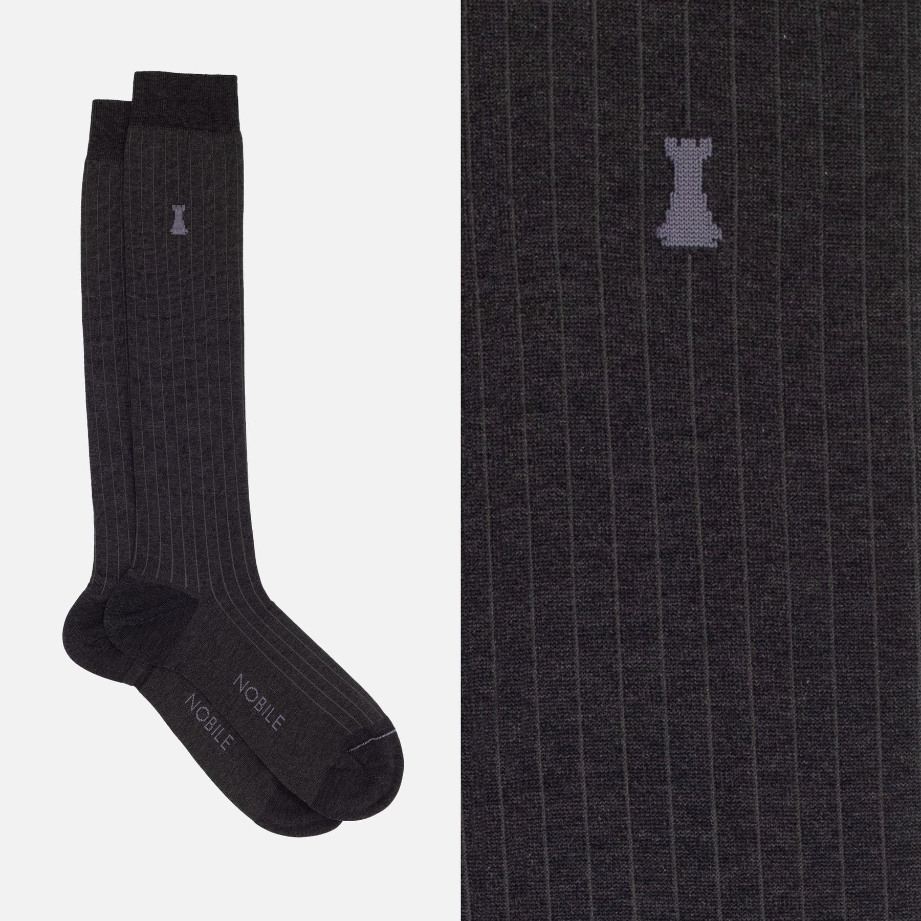 Michelangelo - Long Mélange Socks with Fine Ribbing