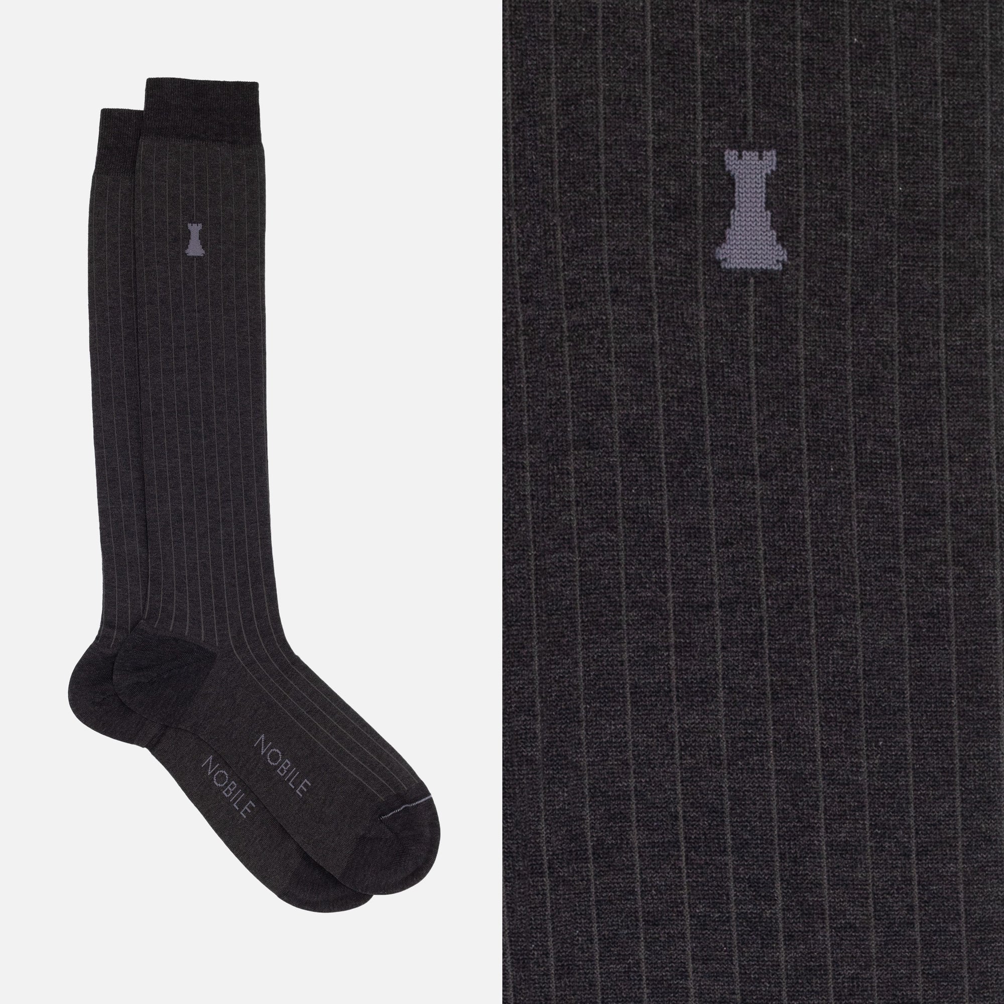 Michelangelo - Long Mélange Socks with Fine Ribbing