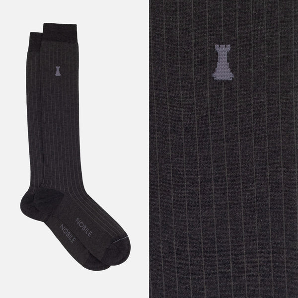 Michelangelo - Long Mélange Socks with Fine Ribbing