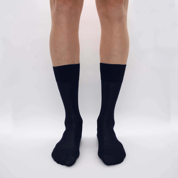 Box Short Chiffon Cashmere Socks from Hircus Goat - 3x Black/3x Blue