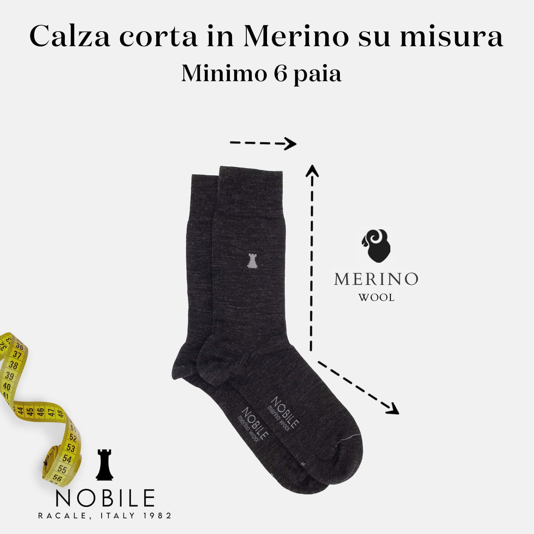 Custom Size in Merino - Short Sock (from 6 pairs onwards)