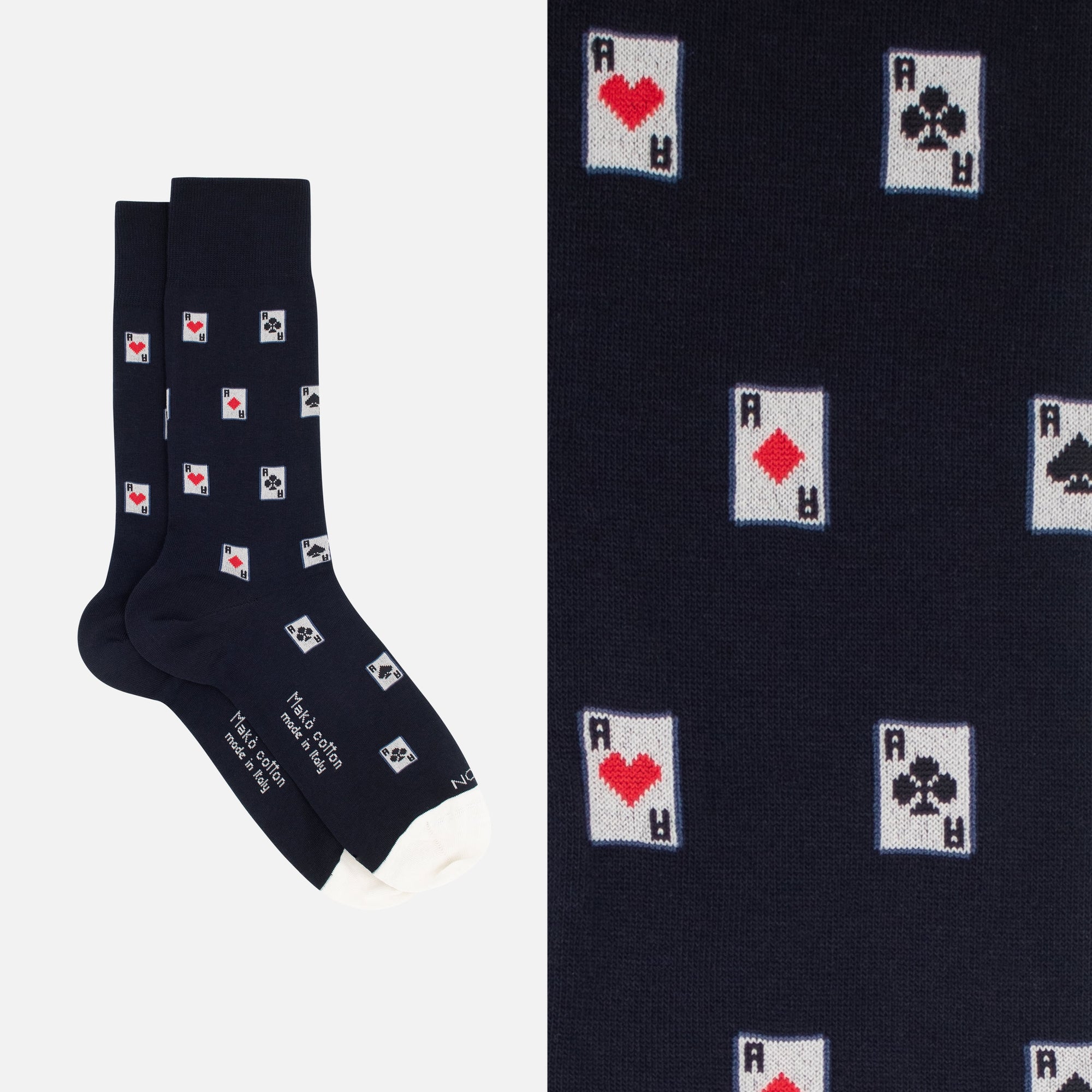 Poker - Short sock in soft Makò cotton with design