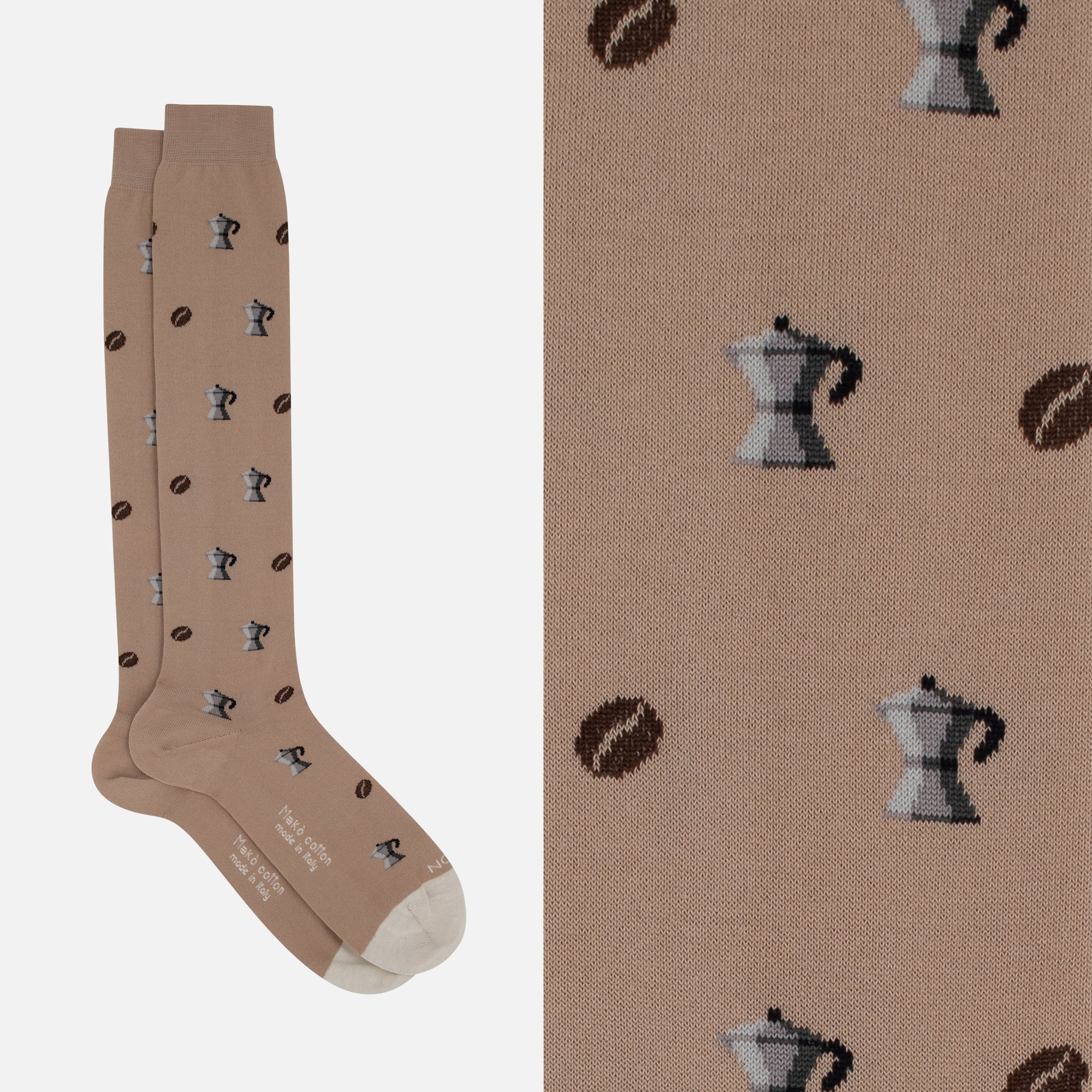 Espresso - Long sock in soft Makò cotton with design